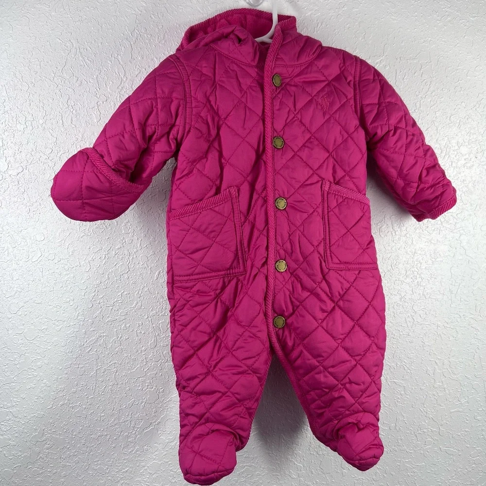Ralph Lauren Girls'‎ Hooded Barn Bunting Snow Suit, 3 months